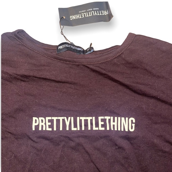 BNWT | PRETTYLITTLETHING Logo Chocolate Brown Short Sleeve Bodysuit - Picture 3 of 9
